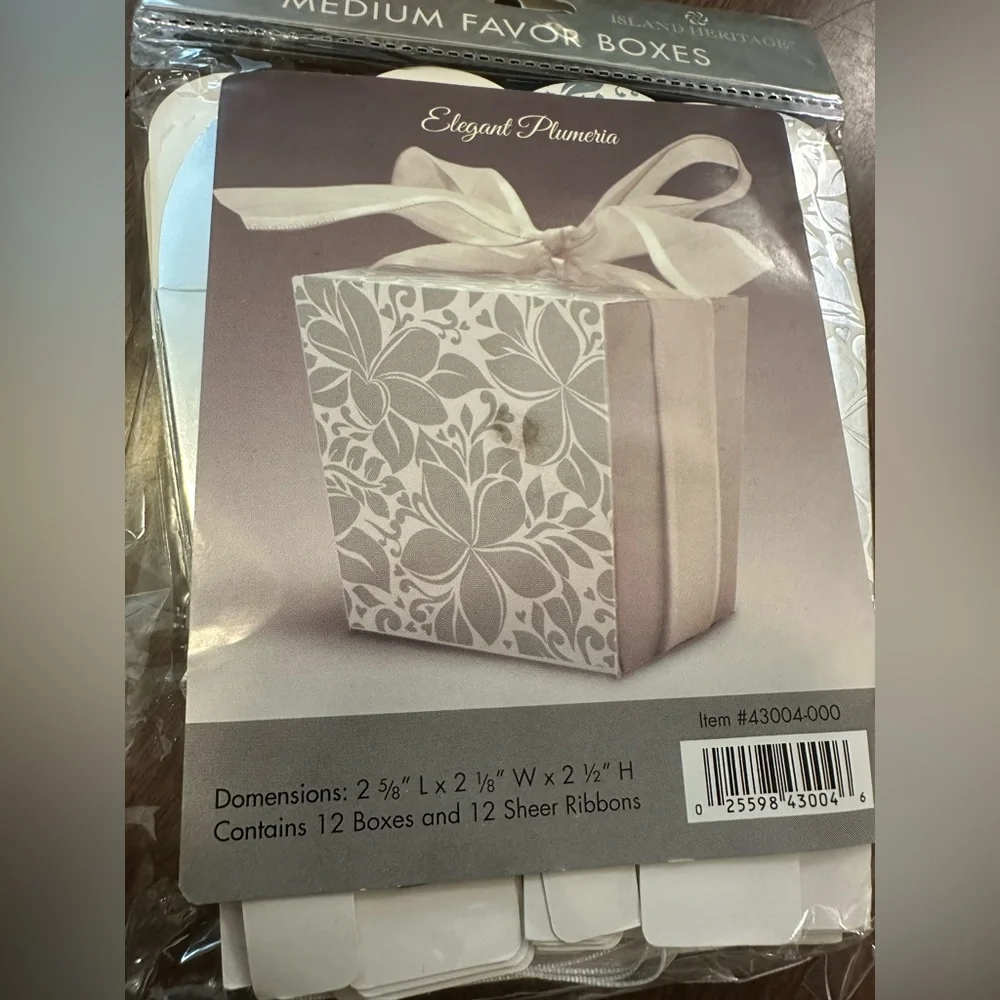 Elegant Plumeria Favor Boxes (2 pkgs of 12) - Silver and White